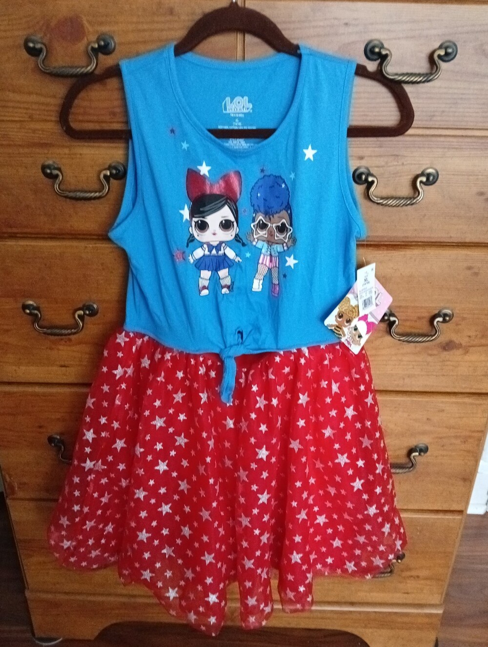 L.O.L. Surprise! Blue Top with Red Star Tulle Dress /Size XL